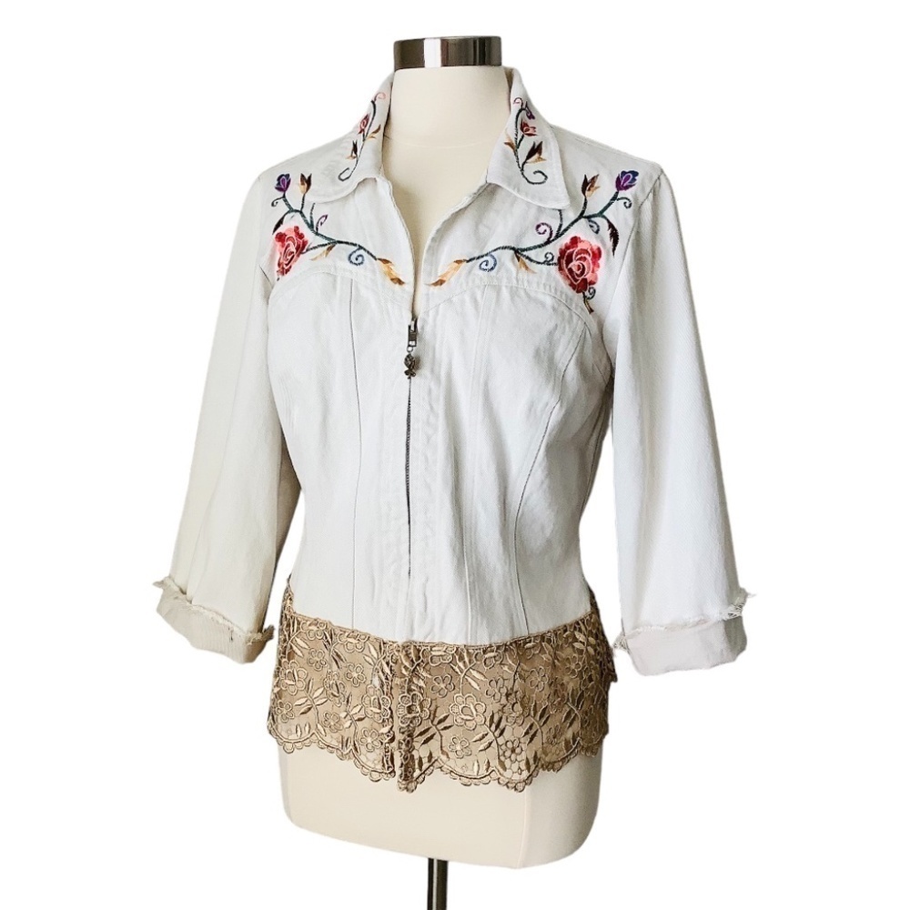 ROPA Hairston Roberson Western‎ Embroidered Denim Full Zip Jacket USA Made